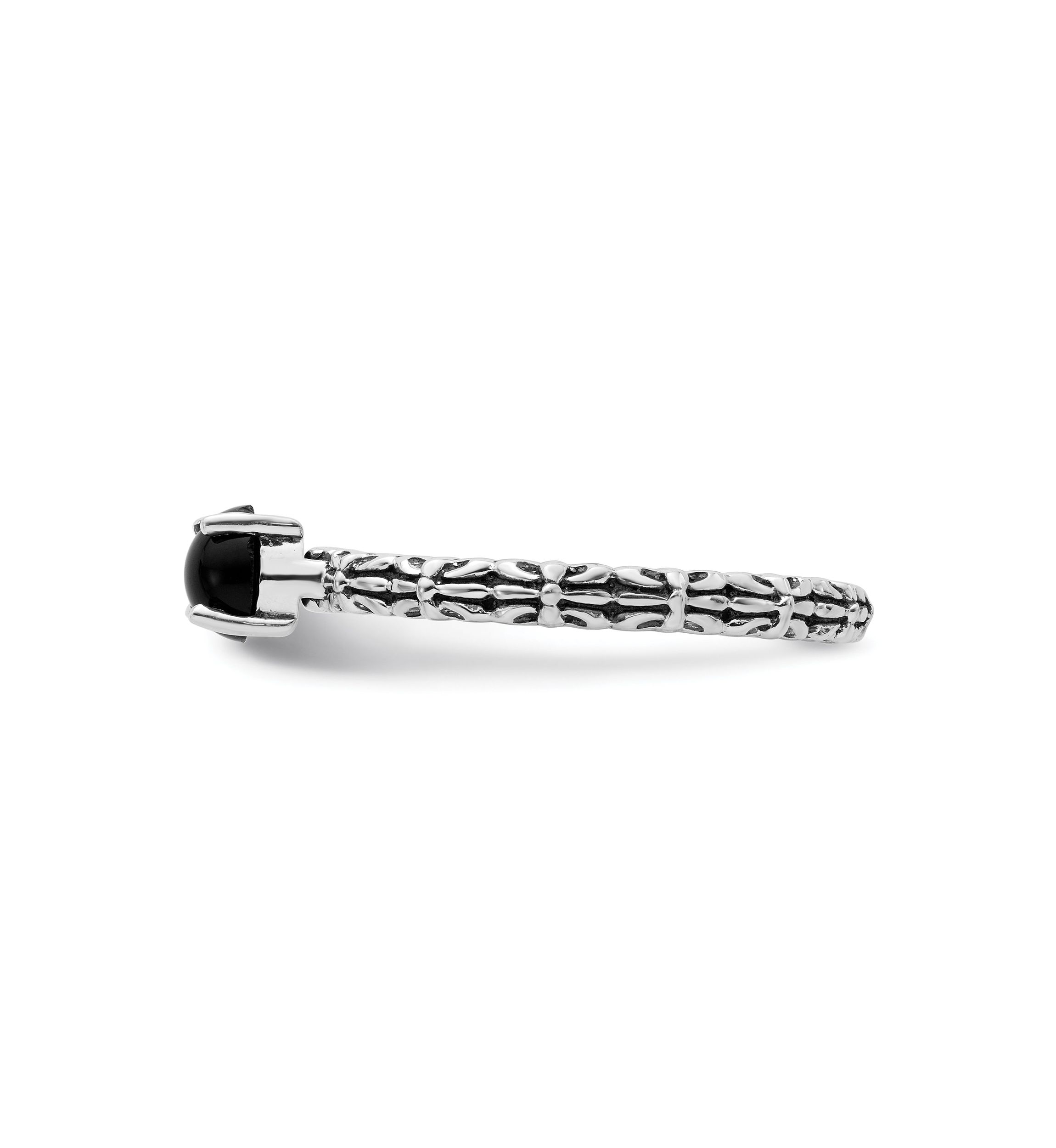 Sterling Silver Stackable Expressions Antiqued Black Agate Ring