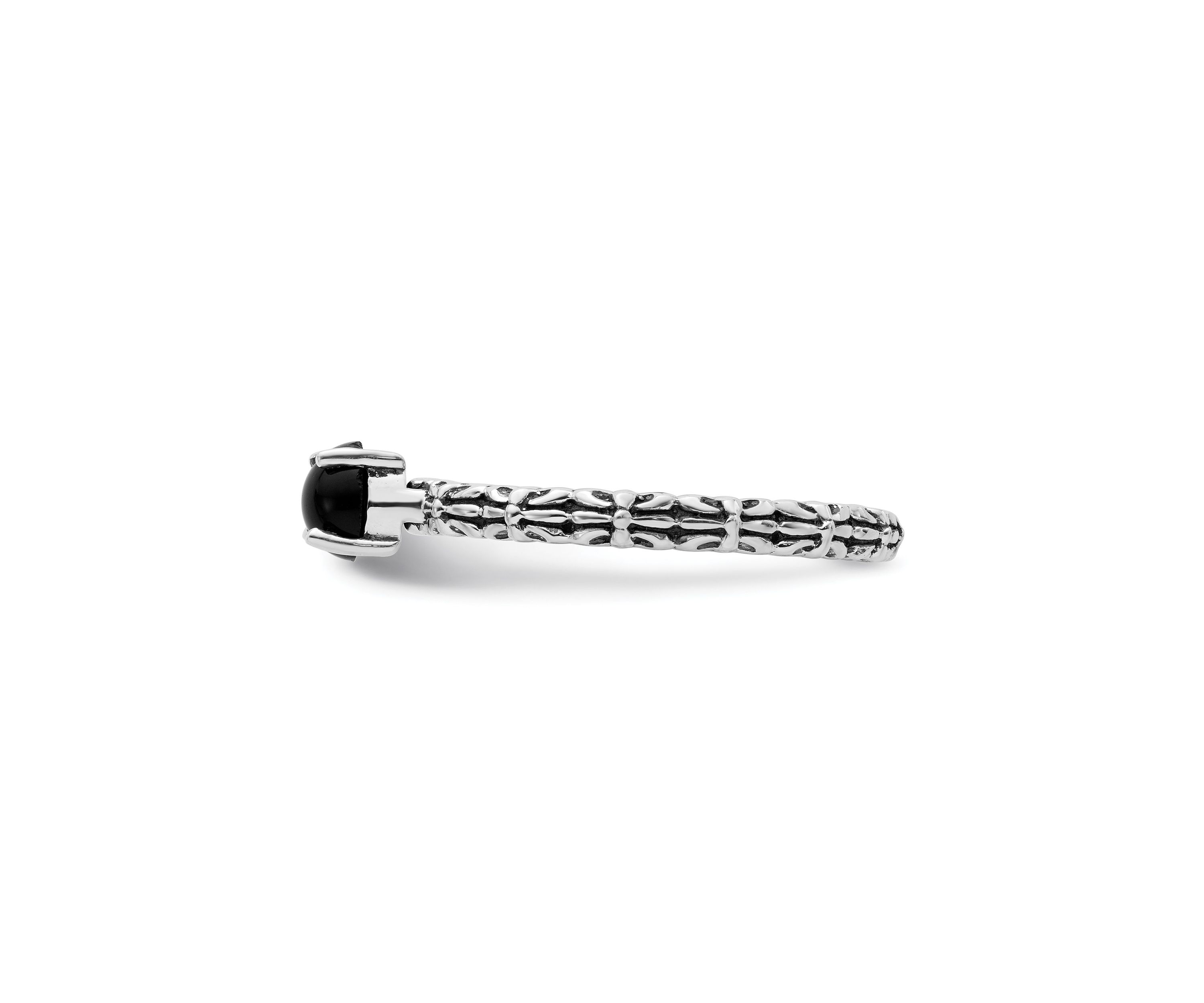 Sterling Silver Stackable Expressions Antiqued Black Agate Ring