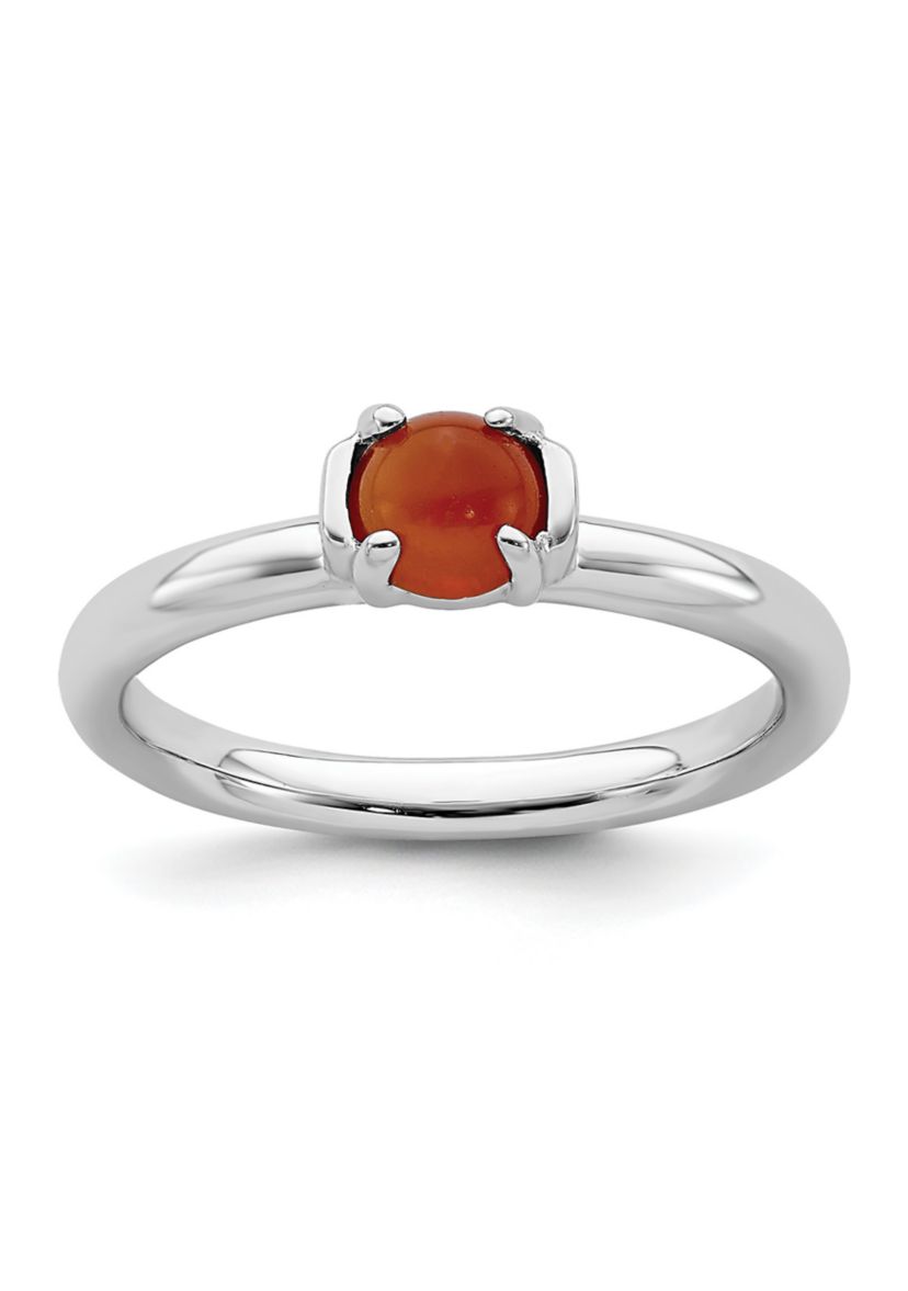 Sterling Silver Stackable Expressions Polished Red Agate Ring