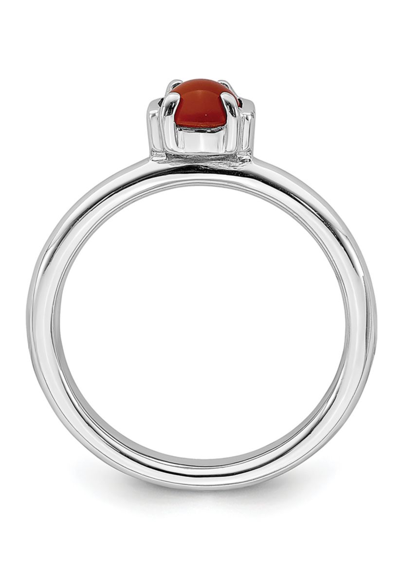 Sterling Silver Stackable Expressions Polished Red Agate Ring