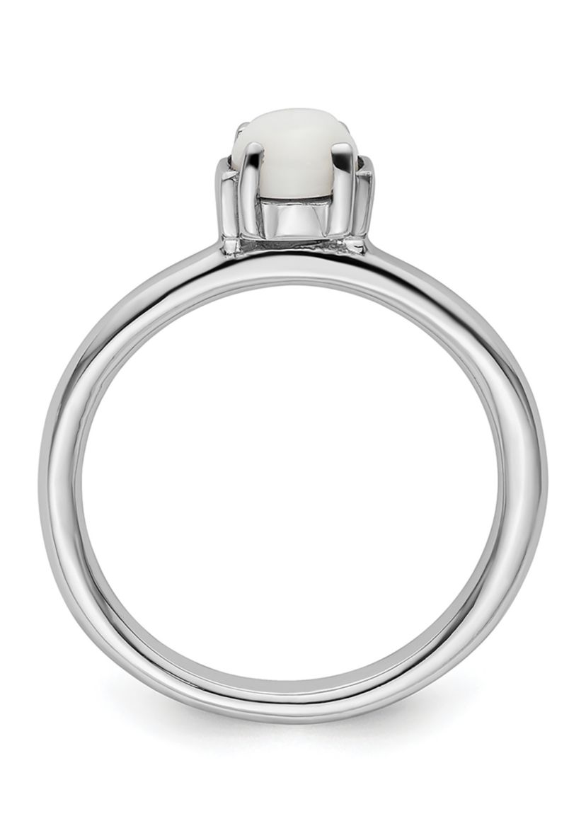 Sterling Silver Stackable Expressions Polished White Agate Ring