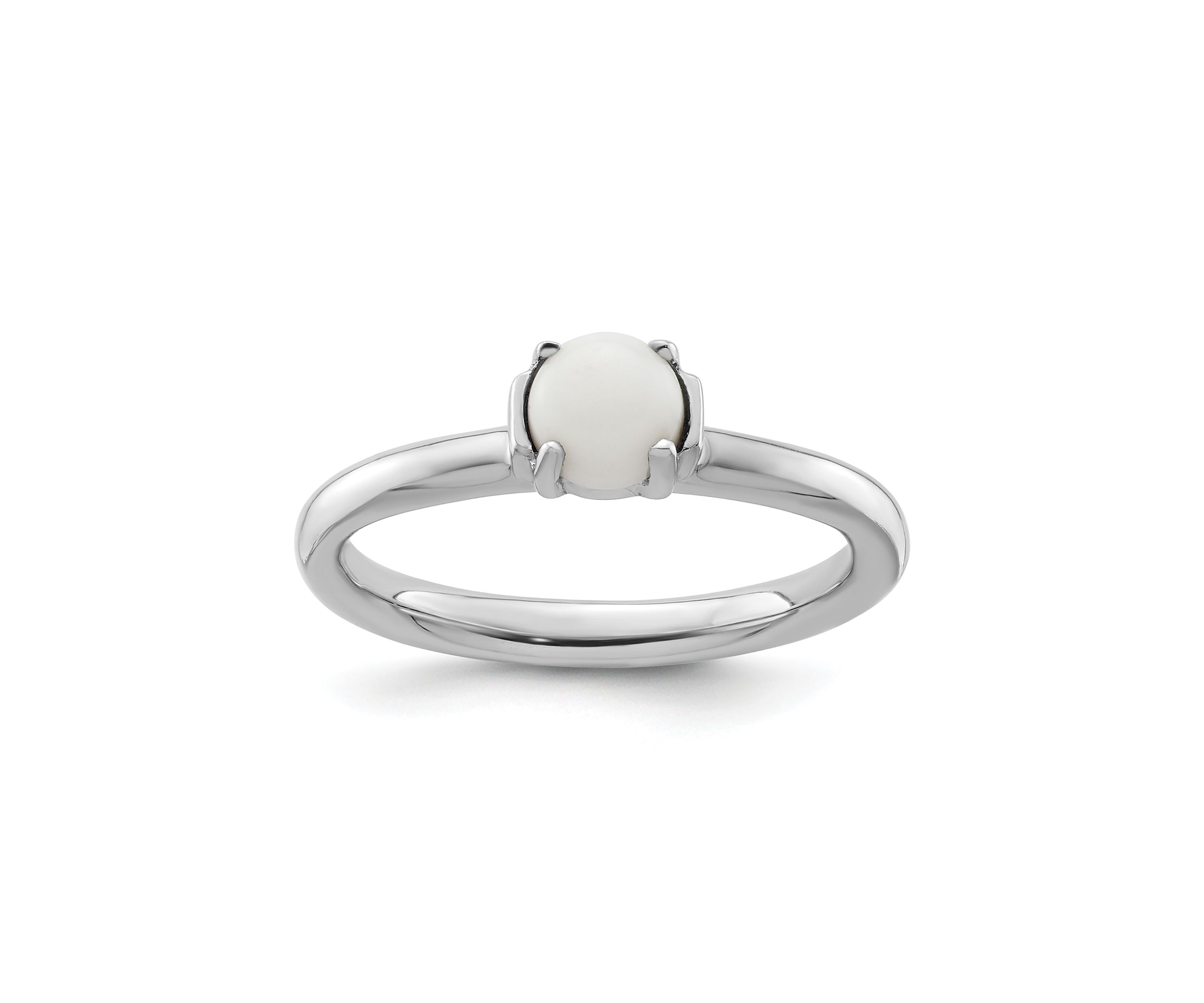 Sterling Silver Stackable Expressions Polished White Agate Ring