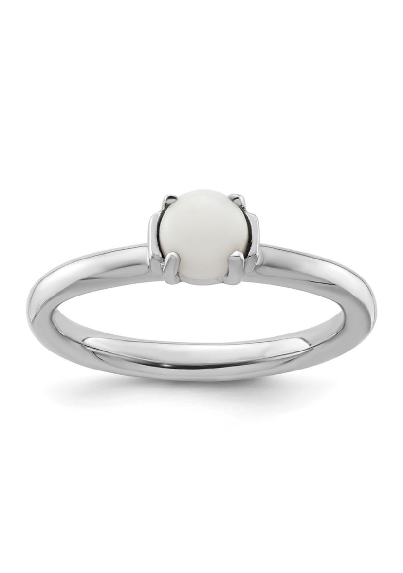Sterling Silver Stackable Expressions Polished White Agate Ring