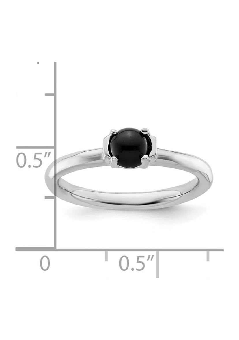 Sterling Silver Stackable Expressions Polished Black Agate Ring