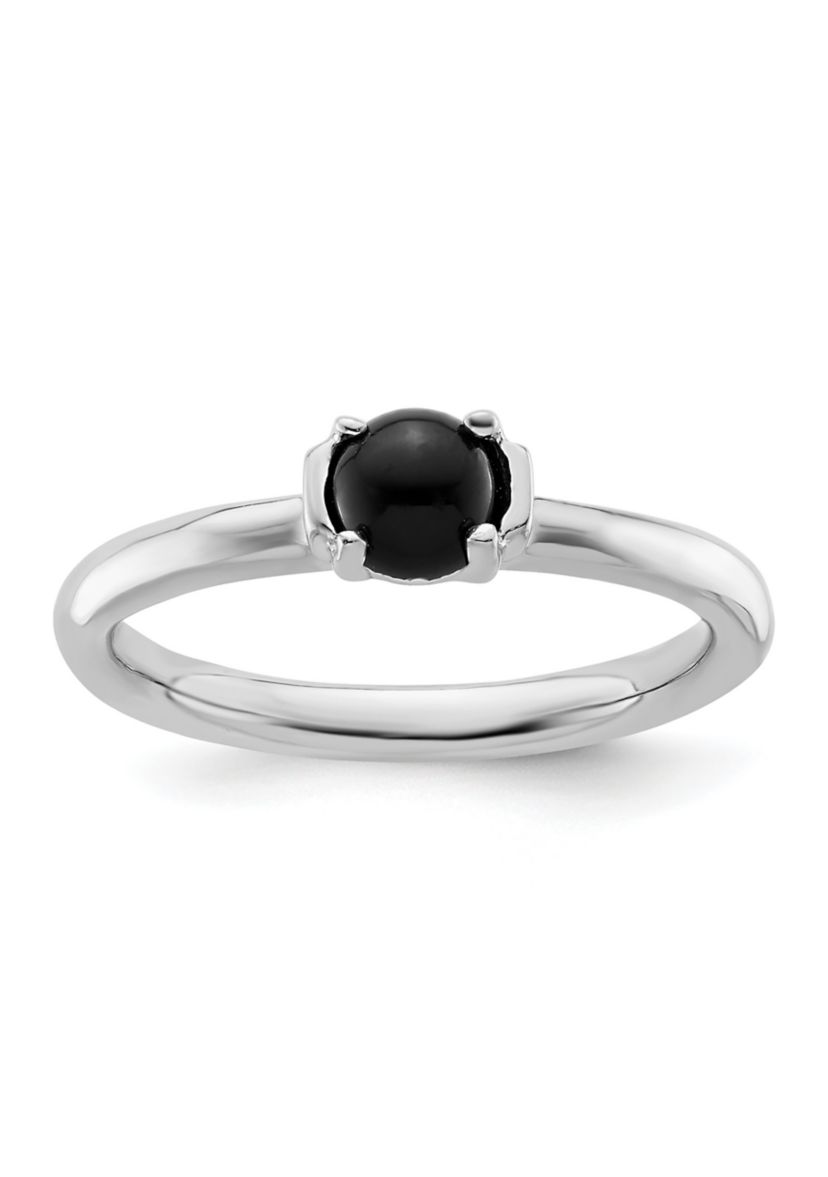 Sterling Silver Stackable Expressions Polished Black Agate Ring