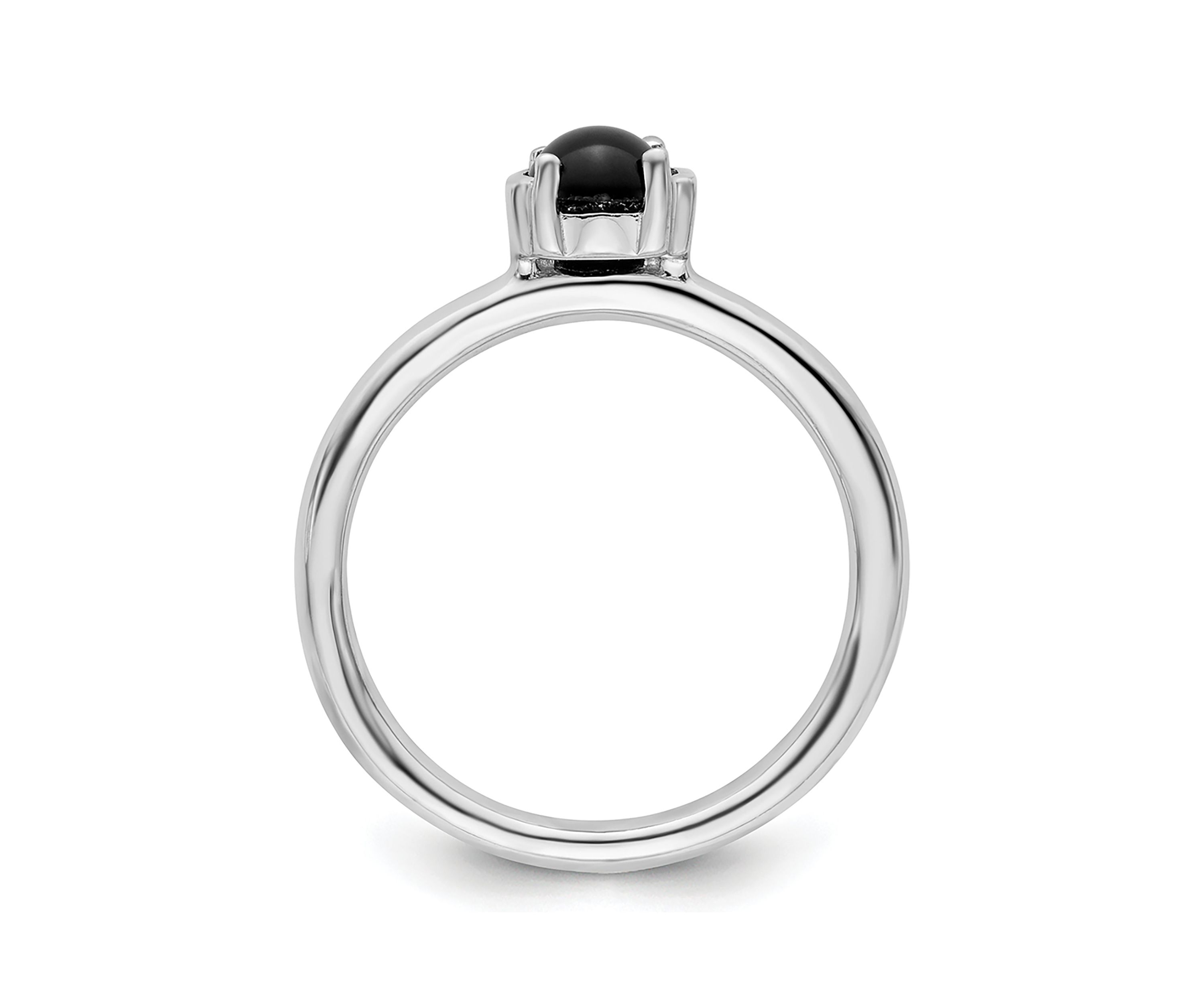 Sterling Silver Stackable Expressions Polished Black Agate Ring
