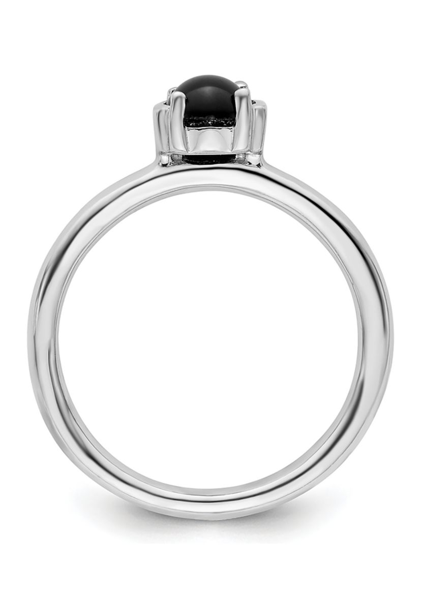 Sterling Silver Stackable Expressions Polished Black Agate Ring