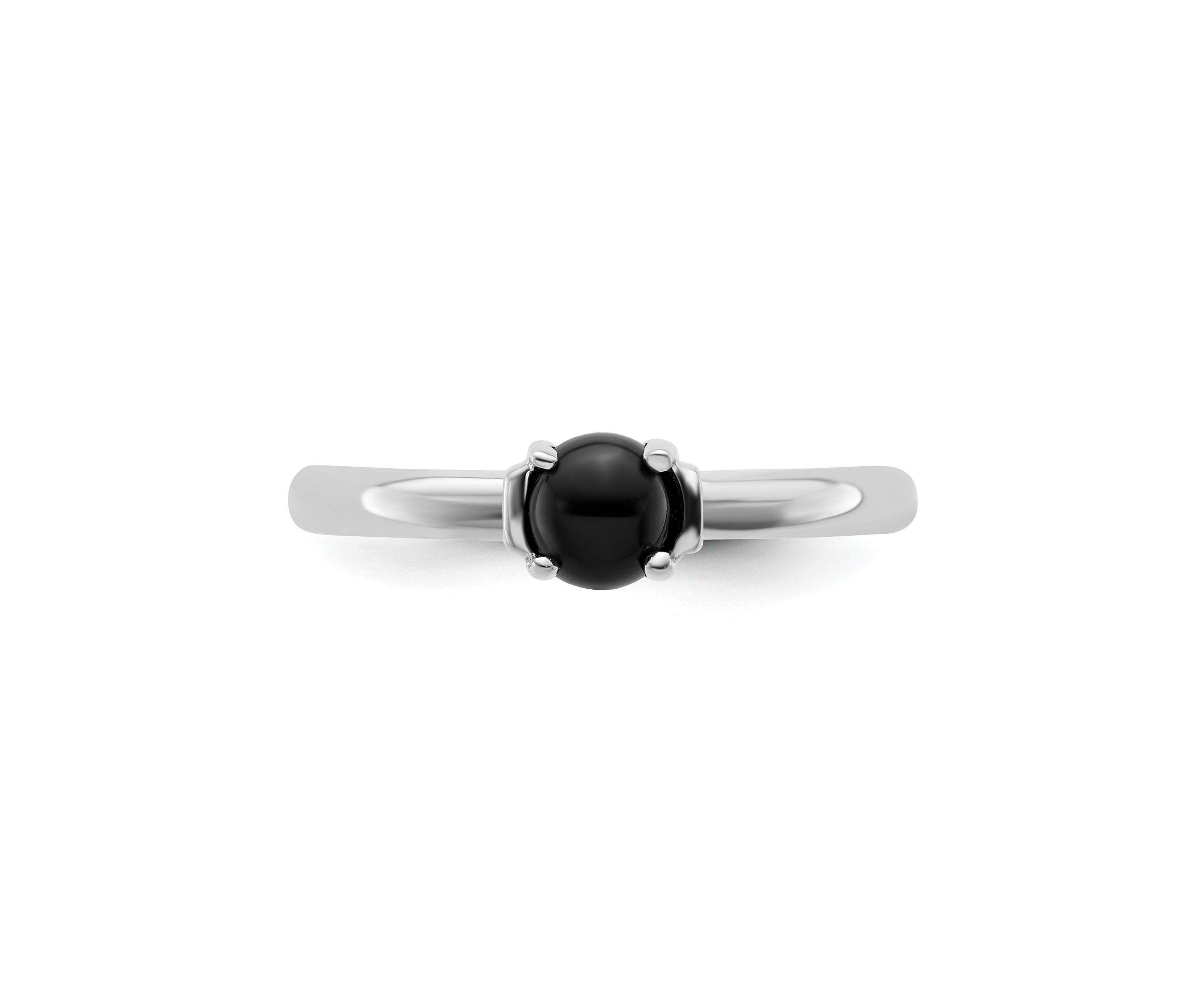 Sterling Silver Stackable Expressions Polished Black Agate Ring