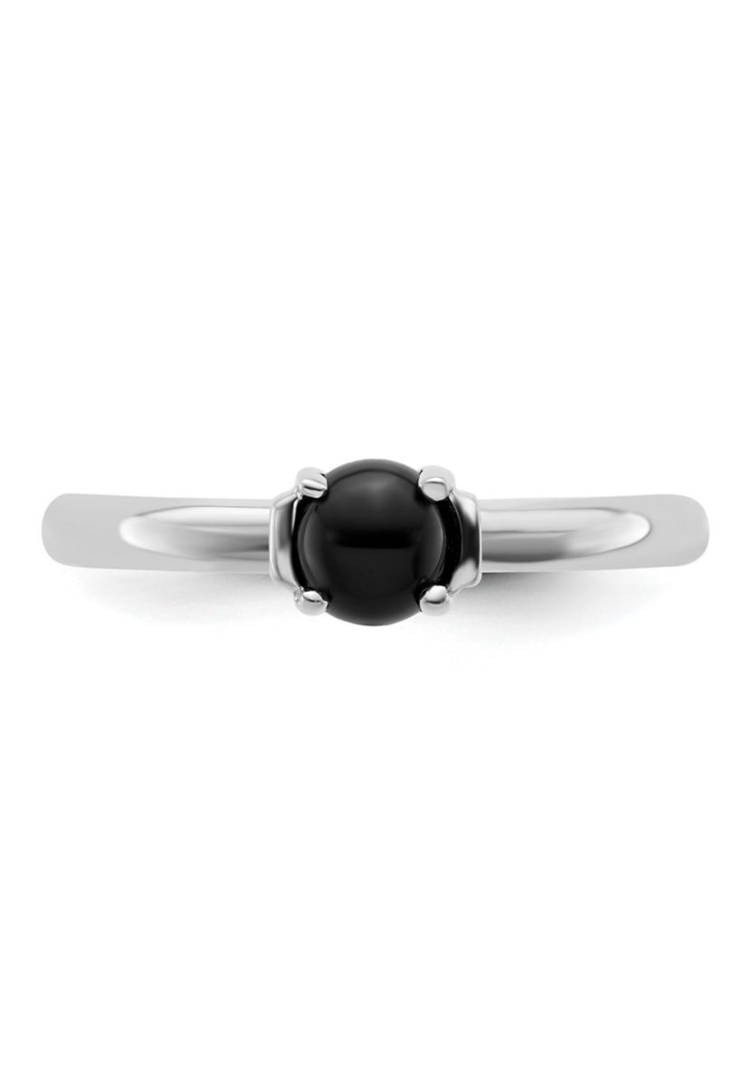 Sterling Silver Stackable Expressions Polished Black Agate Ring