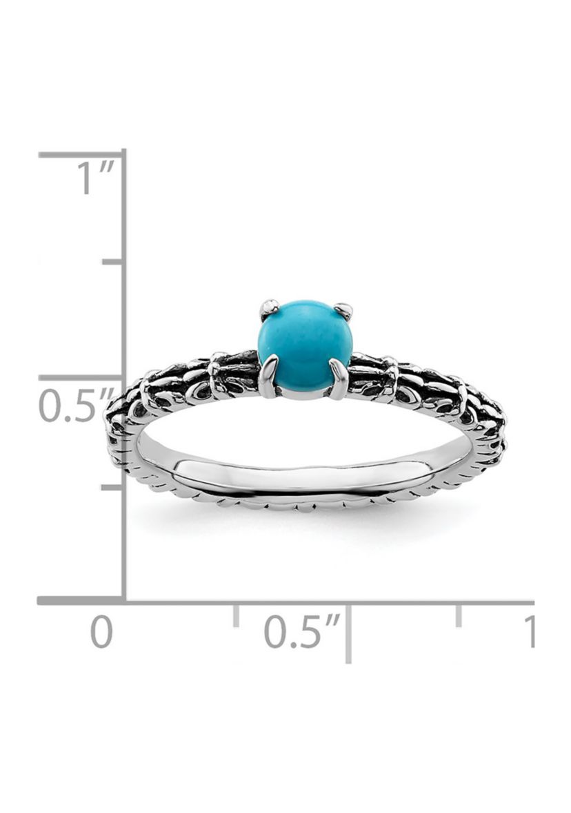 Sterling Silver Stackable Expressions Antiqued Turquoise Ring