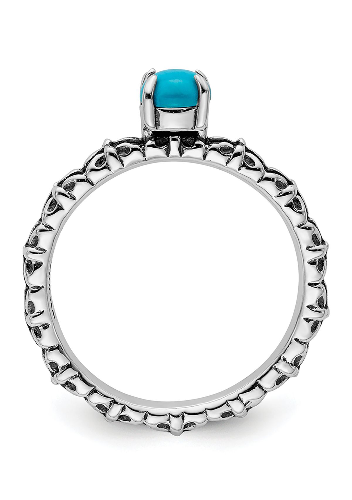 Sterling Silver Stackable Expressions Antiqued Turquoise Ring