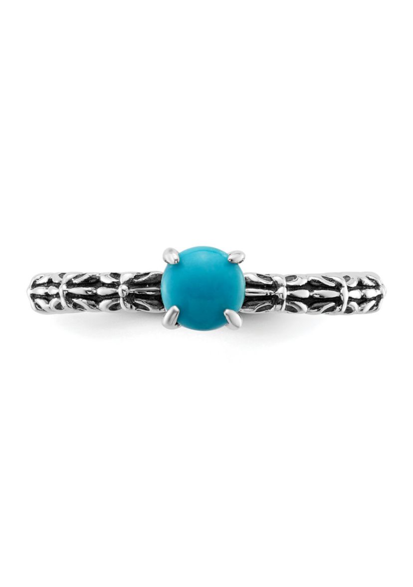 Sterling Silver Stackable Expressions Antiqued Turquoise Ring