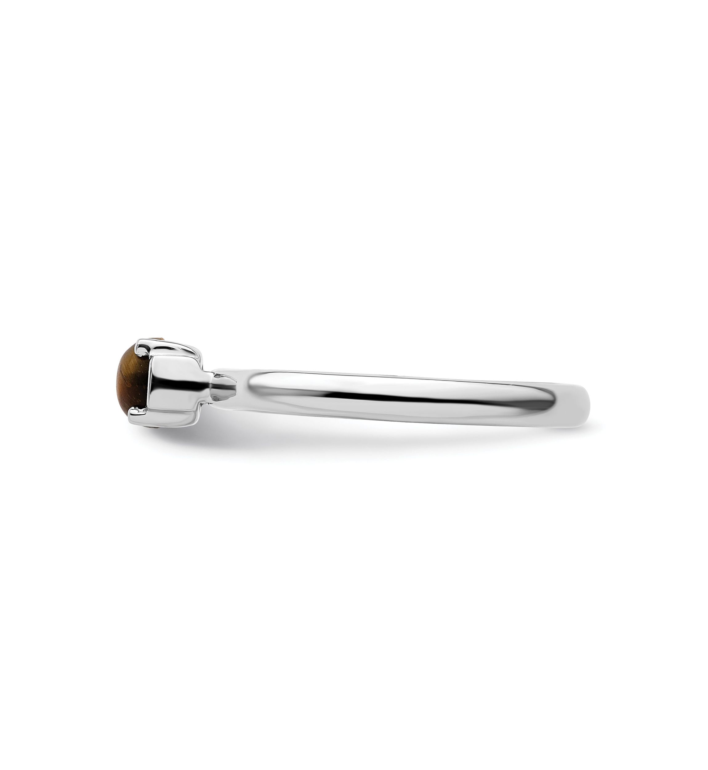 Sterling Silver Stackable Expressions Tigers Eye Rhodium-plated Ring