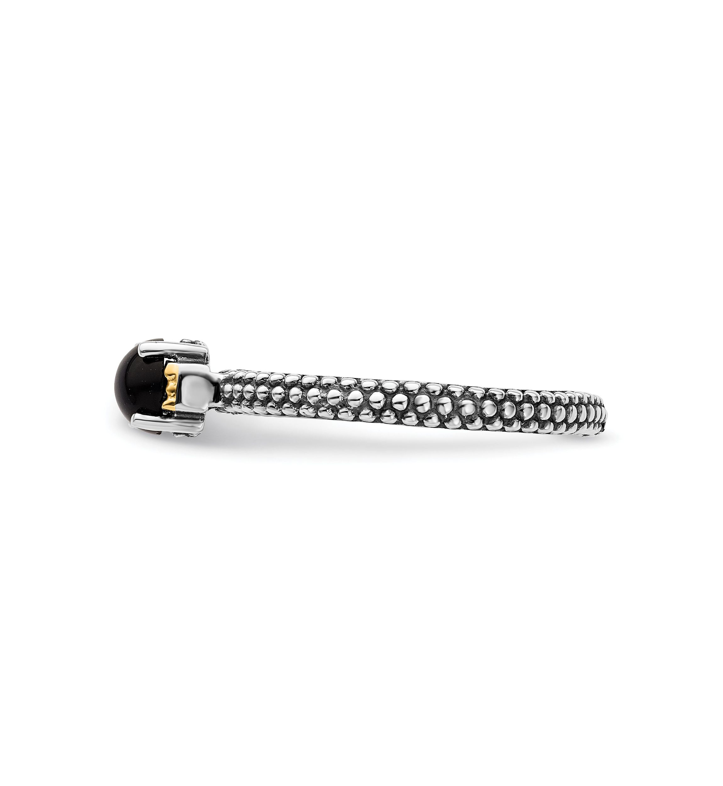 Sterling Silver and 14k Yellow Gold Accent Stackable Expressions Onyx Antiqued Ring