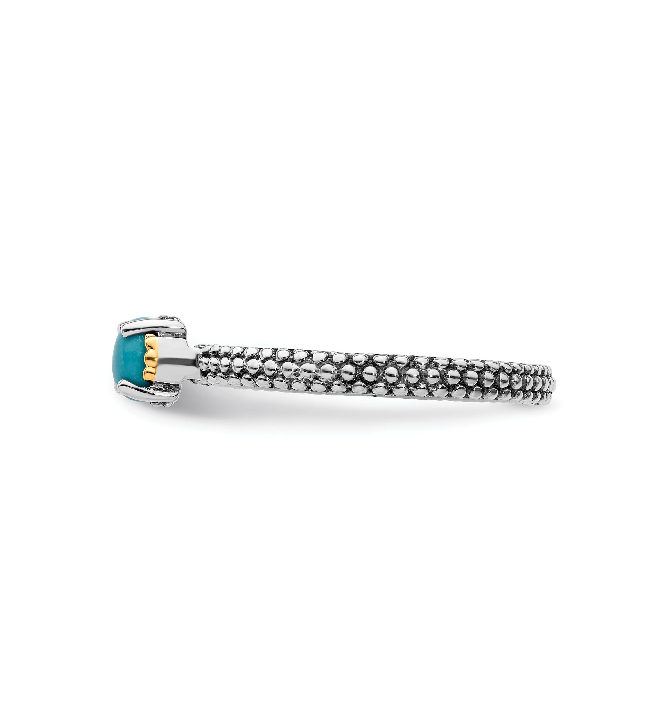 Sterling Silver and 14k Yellow Gold Accent Stackable Expressions Turquoise Antiqued Ring