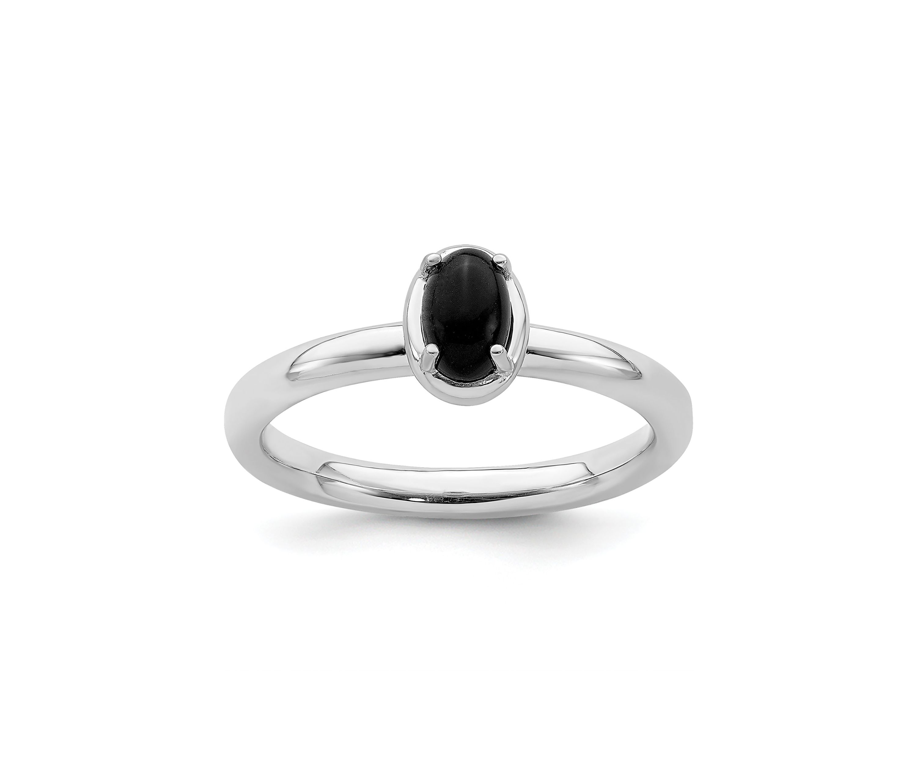 Sterling Silver Stackable Expressions Onyx Polished Ring