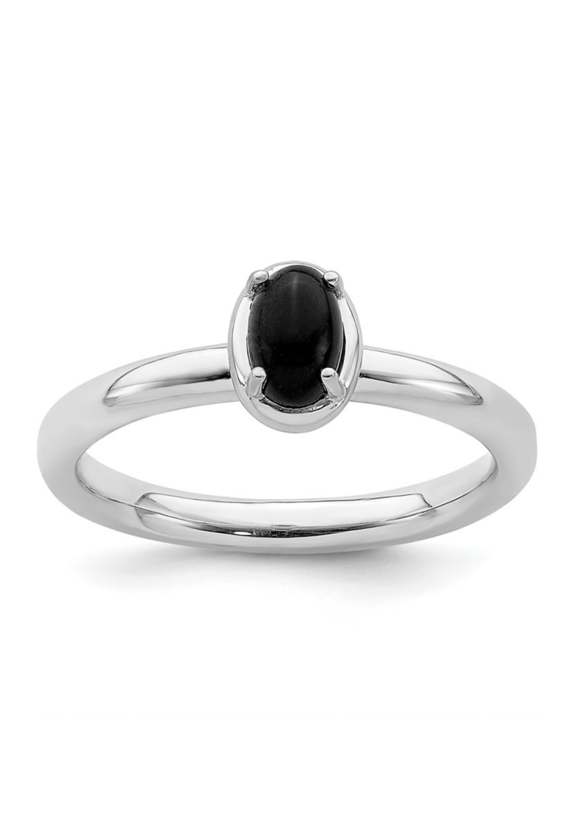 Sterling Silver Stackable Expressions Onyx Polished Ring
