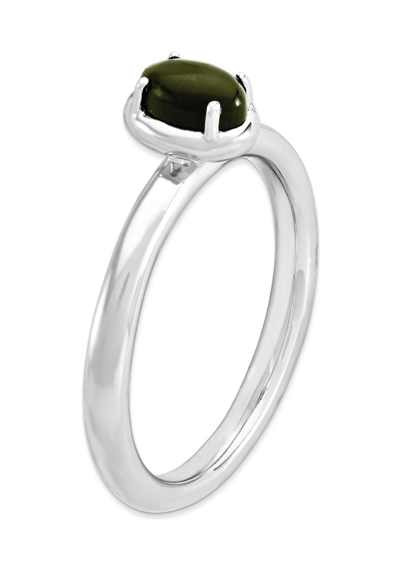 Sterling Silver Stackable Expressions Onyx Polished Ring