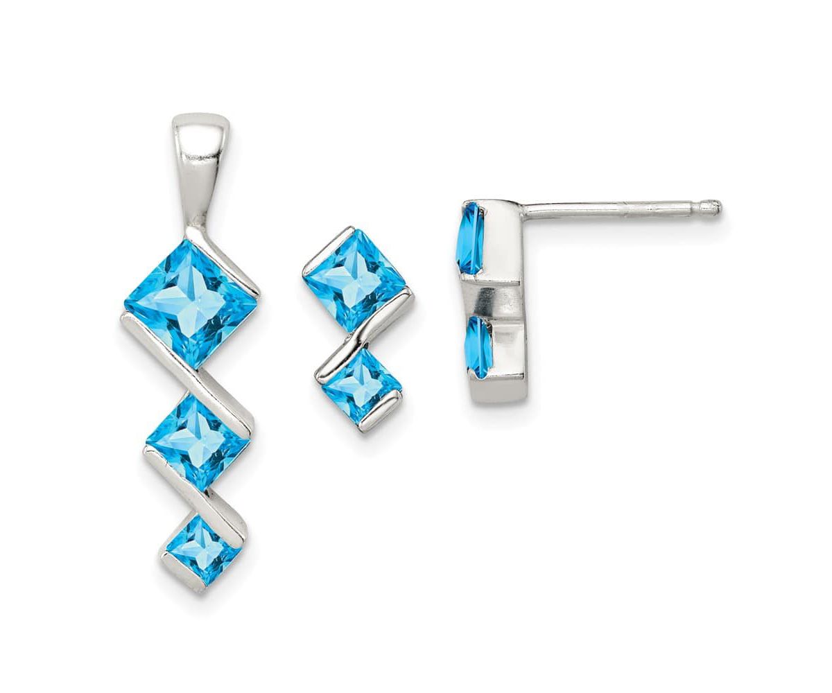 2.8 ct. t.w. Sky Blue Topaz Pendant and Post Earrings Set in Rhodium-plated Sterling Silver