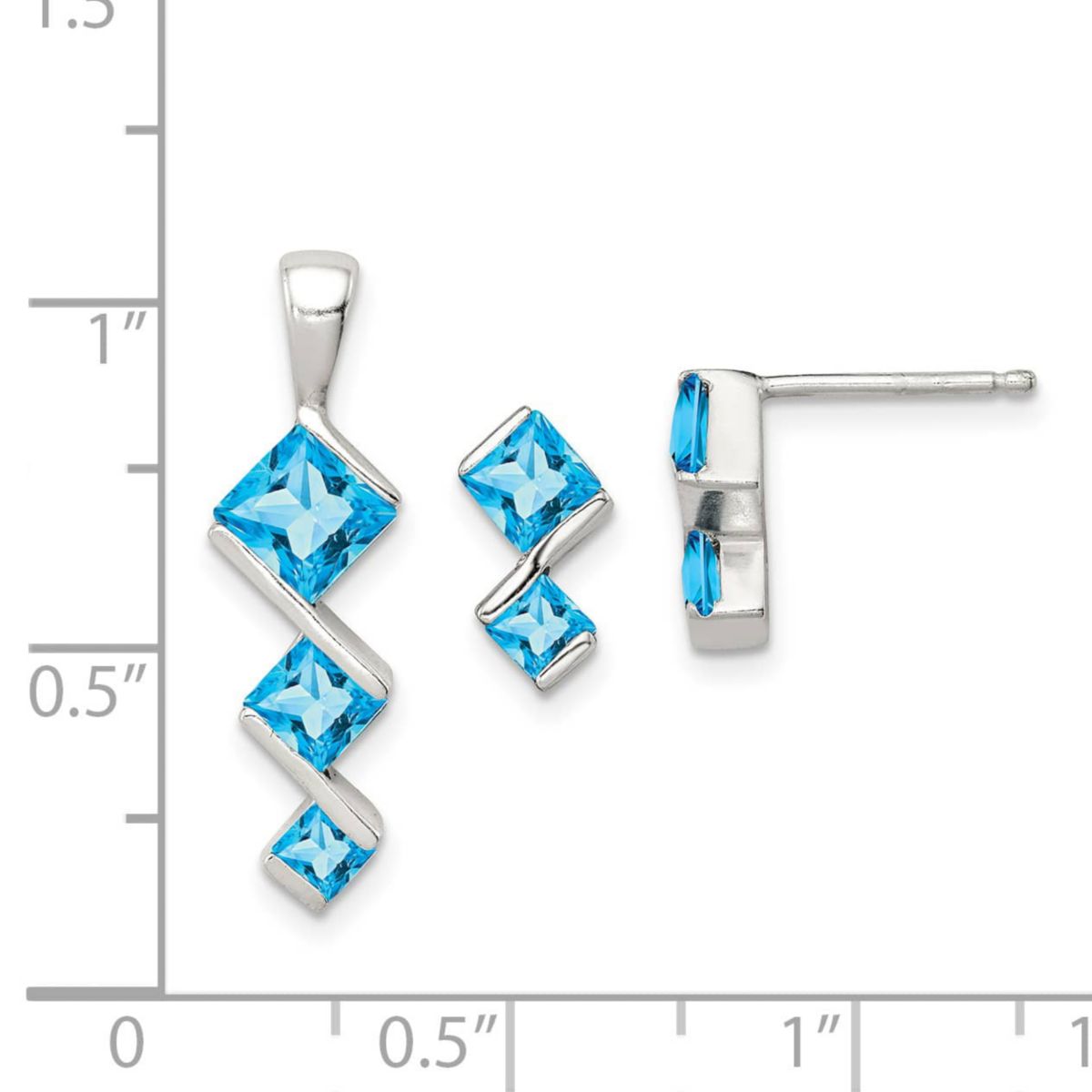 2.8 ct. t.w. Sky Blue Topaz Pendant and Post Earrings Set in Rhodium-plated Sterling Silver