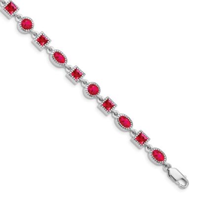 9.6 ct. t.w. Ruby Bracelet in Rhodium-plated Sterling Silver