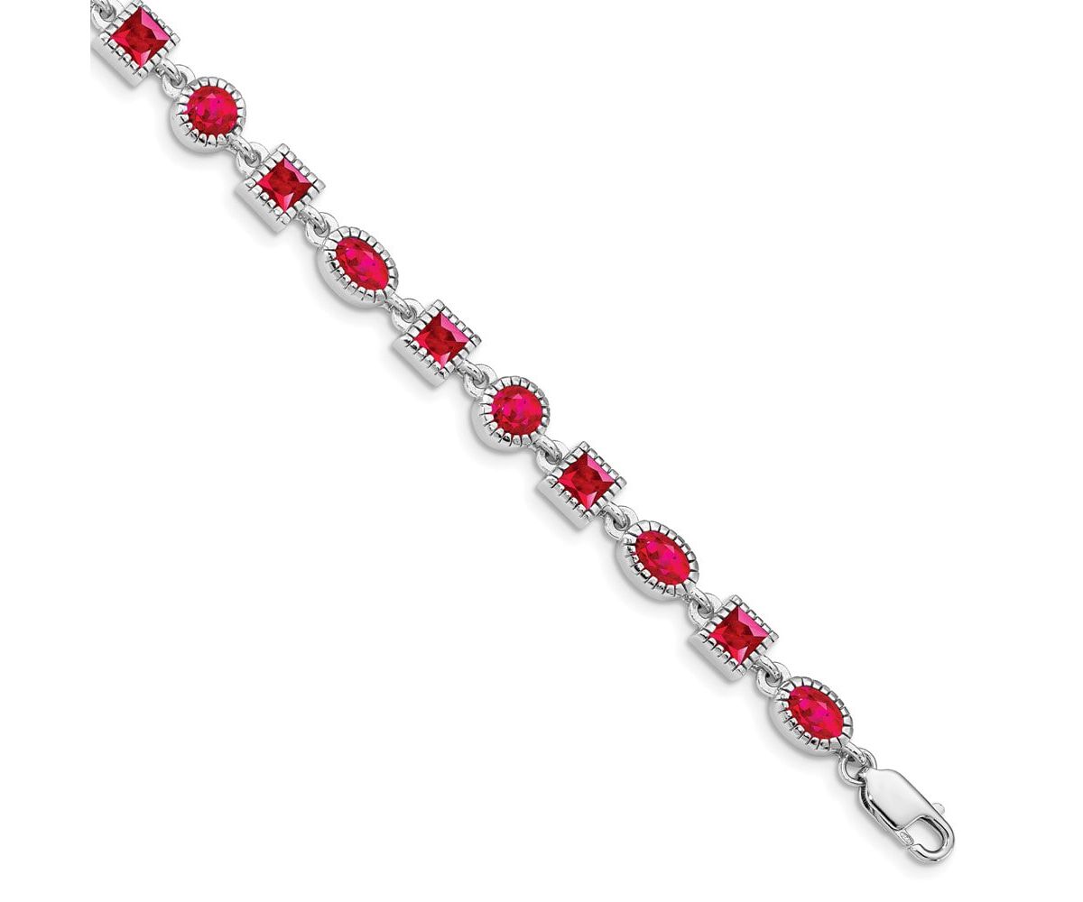 9.6 ct. t.w. Ruby Bracelet in Rhodium-plated Sterling Silver