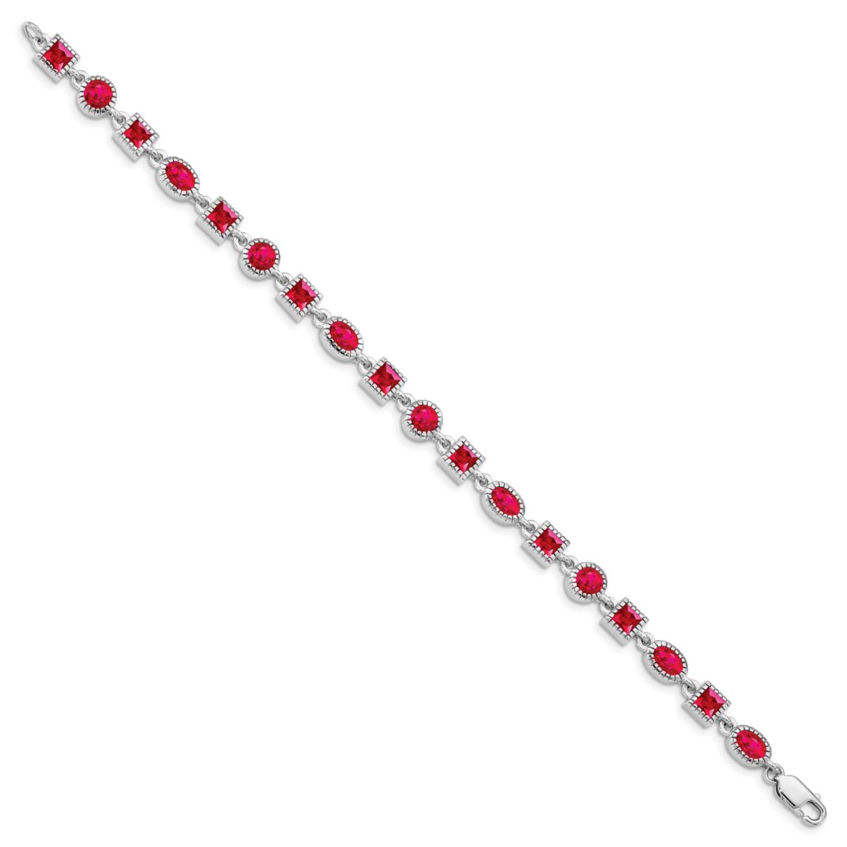 9.6 ct. t.w. Ruby Bracelet in Rhodium-plated Sterling Silver