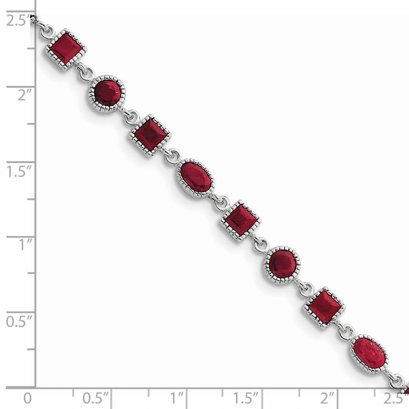 9.6 ct. t.w. Ruby Bracelet in Rhodium-plated Sterling Silver