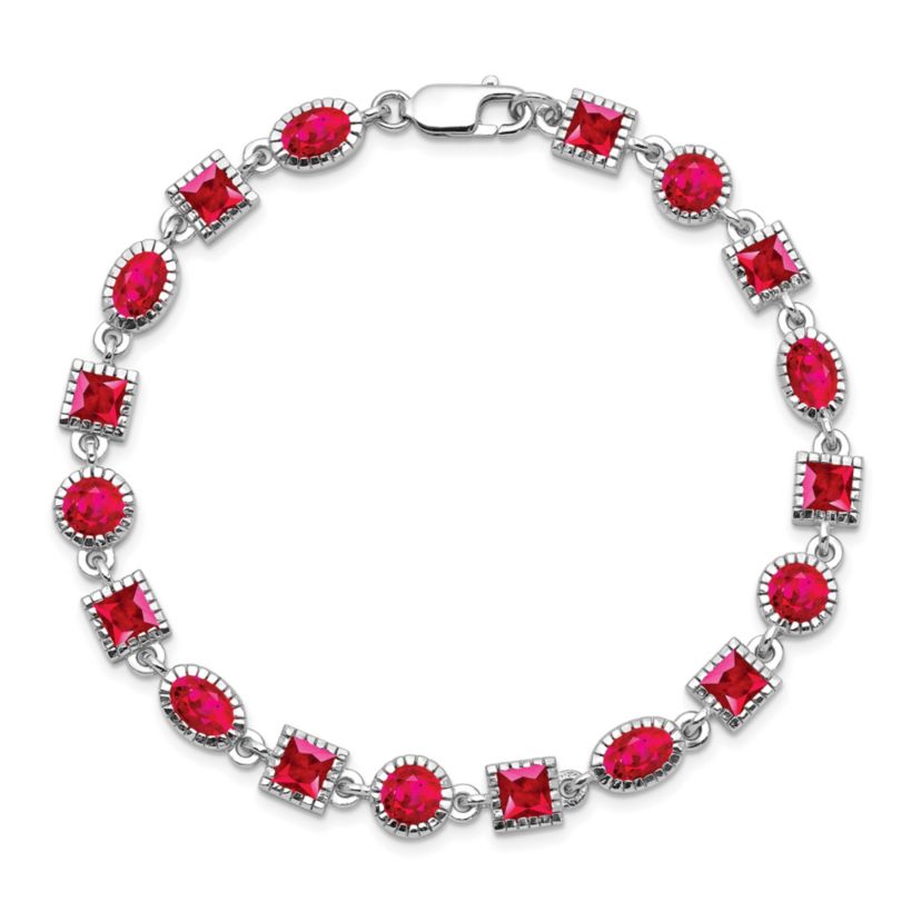9.6 ct. t.w. Ruby Bracelet in Rhodium-plated Sterling Silver