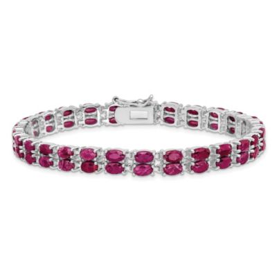 21.6 ct. t.w. Ruby Bracelet in Rhodium-plated Sterling Silver