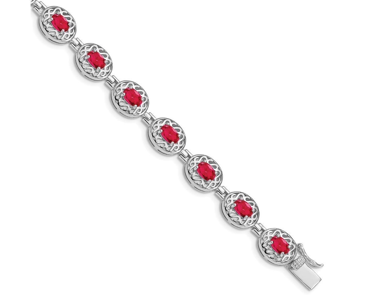 8.4 ct. t.w. Ruby Bracelet in Rhodium-plated Sterling Silver