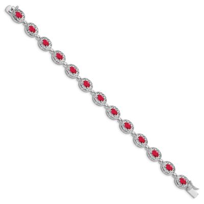 8.4 ct. t.w. Ruby Bracelet in Rhodium-plated Sterling Silver
