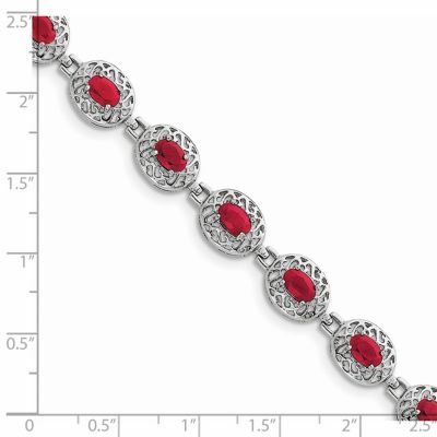 8.4 ct. t.w. Ruby Bracelet in Rhodium-plated Sterling Silver