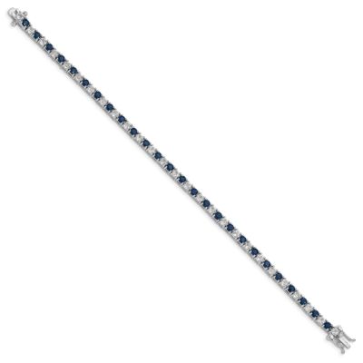 4.16 ct. t.w. Sapphire and 3.78 ct. t.w. White Topaz Tennis Bracelet in Rhodium-plated Sterling Silver