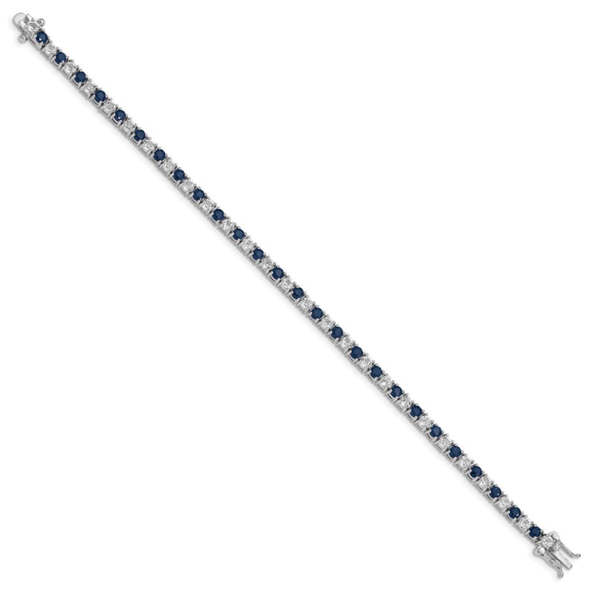 4.16 ct. t.w. Sapphire and 3.78 ct. t.w. White Topaz Tennis Bracelet in Rhodium-plated Sterling Silver