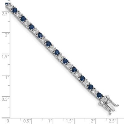 4.16 ct. t.w. Sapphire and 3.78 ct. t.w. White Topaz Tennis Bracelet in Rhodium-plated Sterling Silver