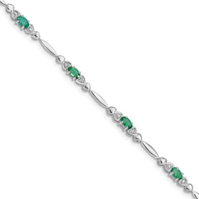 Belk & Co 1.125 ct. t.w. Emerald and 0.01 ct. t.w. Diamond Bracelet in Rhodium-plated Sterling Silver