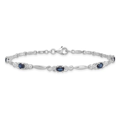 1.58 ct. t.w. Sapphire and 0.01 ct. t.w. Diamond Bracelet in Rhodium-plated Sterling Silver