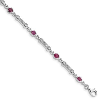 1.59 ct. t.w. Composite Ruby and 0.07 ct. t.w. Diamond Bracelet in Rhodium-plated Sterling Silver