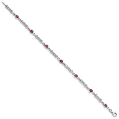 1.59 ct. t.w. Composite Ruby and 0.07 ct. t.w. Diamond Bracelet in Rhodium-plated Sterling Silver