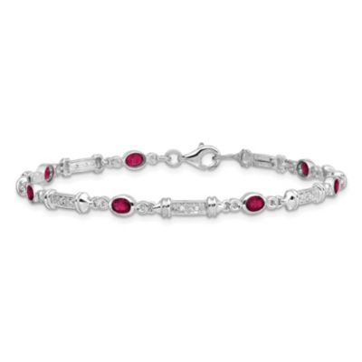 1.59 ct. t.w. Composite Ruby and 0.07 ct. t.w. Diamond Bracelet in Rhodium-plated Sterling Silver