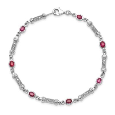 1.59 ct. t.w. Composite Ruby and 0.07 ct. t.w. Diamond Bracelet in Rhodium-plated Sterling Silver