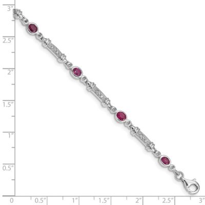 1.59 ct. t.w. Composite Ruby and 0.07 ct. t.w. Diamond Bracelet in Rhodium-plated Sterling Silver