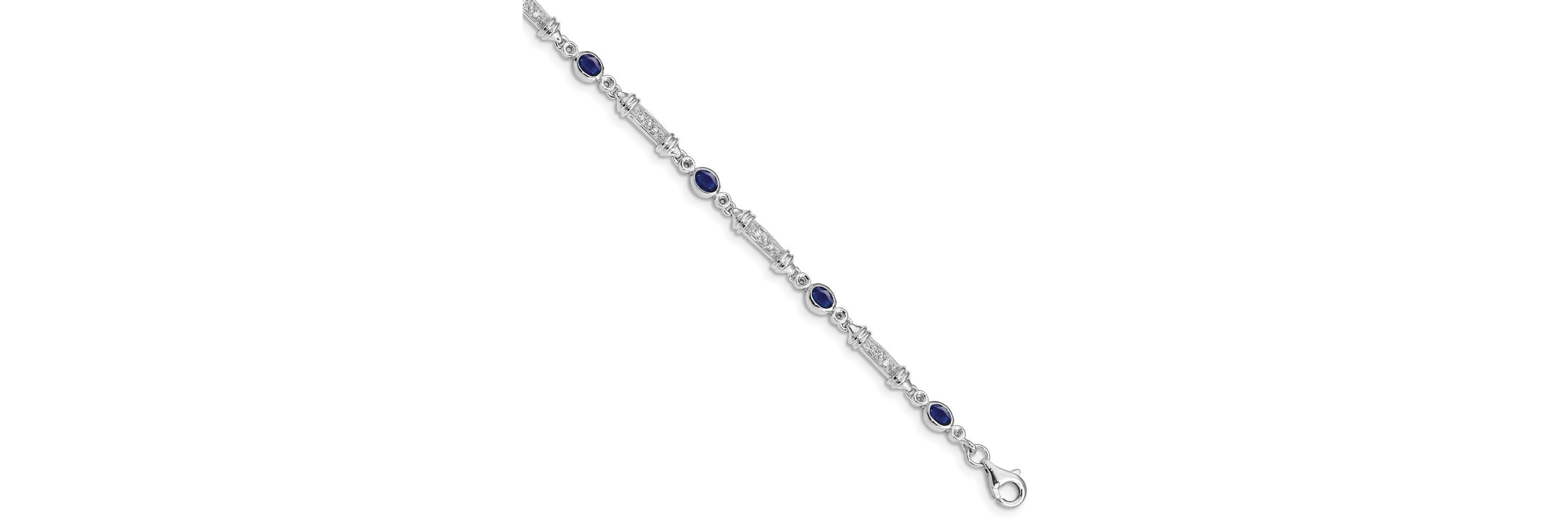 1.59 ct. t.w. Sapphire and 0.07 ct. t.w. Diamond Bracelet in Rhodium-plated Sterling Silver