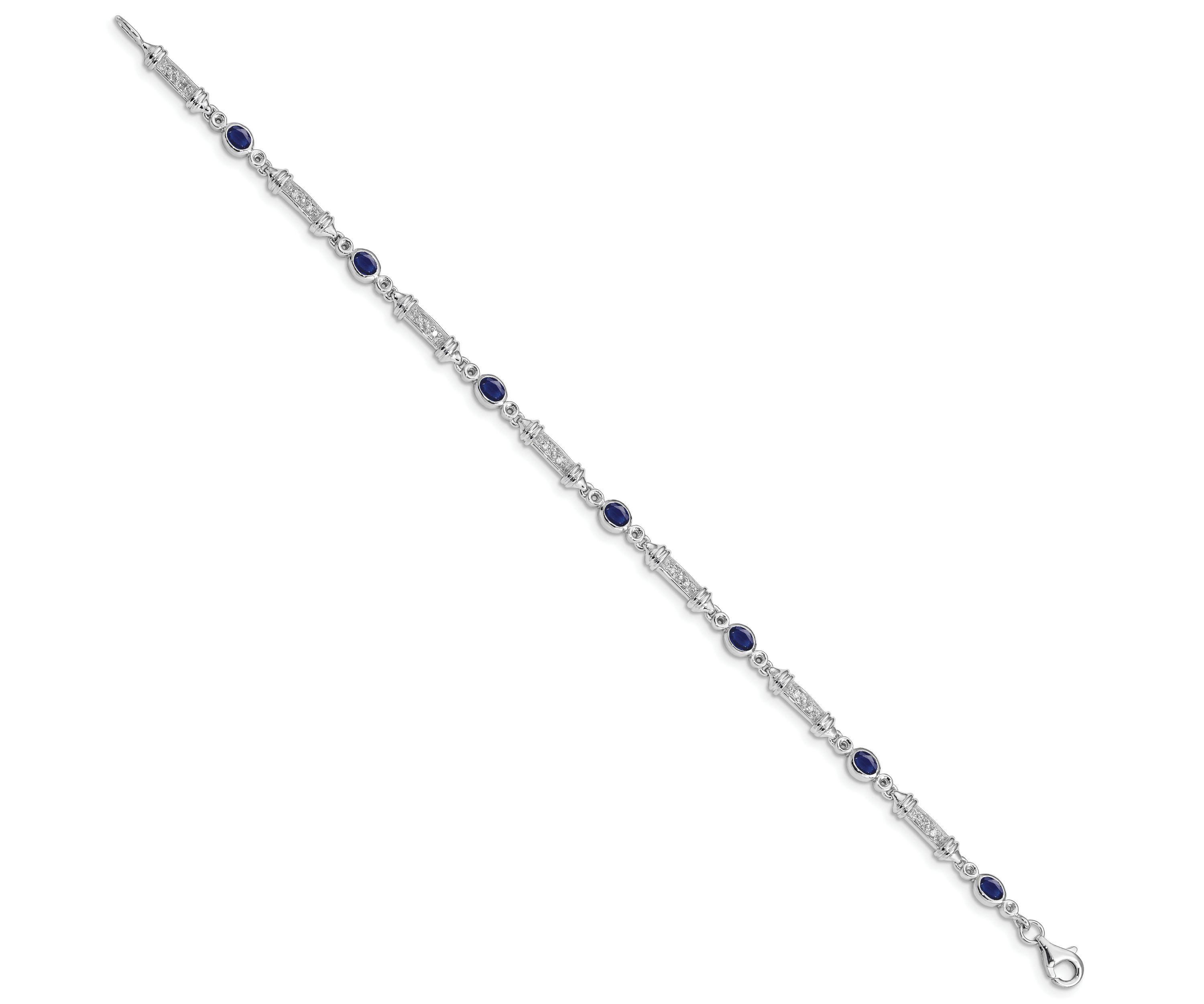 1.59 ct. t.w. Sapphire and 0.07 ct. t.w. Diamond Bracelet in Rhodium-plated Sterling Silver