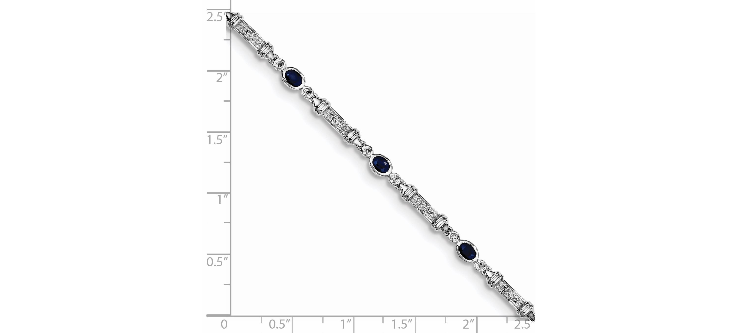 1.59 ct. t.w. Sapphire and 0.07 ct. t.w. Diamond Bracelet in Rhodium-plated Sterling Silver