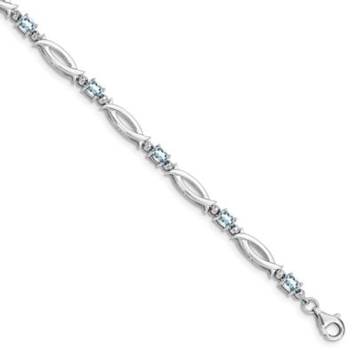 Belk & Co 1.3 ct. t.w. Aquamarine and Diamond Accent Bracelet in Rhodium-plated Sterling Silver, 7 in