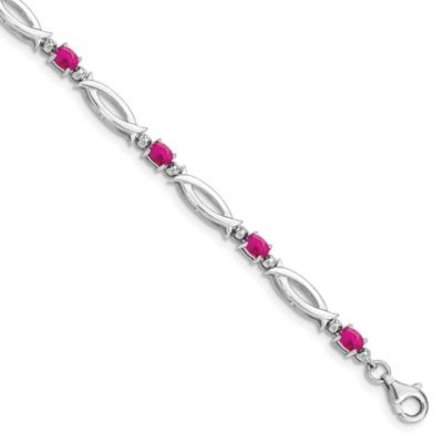 Belk & Co 1.81 ct. t.w. Composite Ruby and 0.01 ct. t.w. Diamond Bracelet in Rhodium-plated Sterling Silver, White