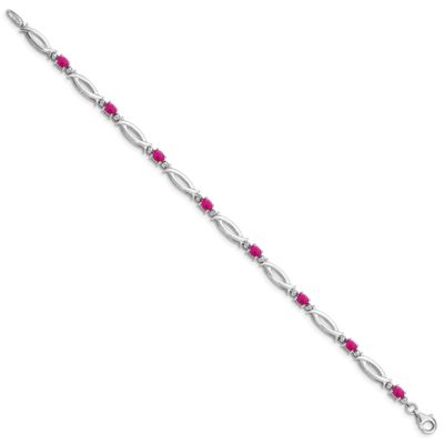 ct. t.w. Composite Ruby and 0.01 ct. t.w. Diamond Bracelet in Rhodium-plated Sterling Silver