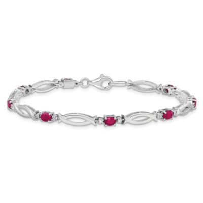 ct. t.w. Composite Ruby and 0.01 ct. t.w. Diamond Bracelet in Rhodium-plated Sterling Silver